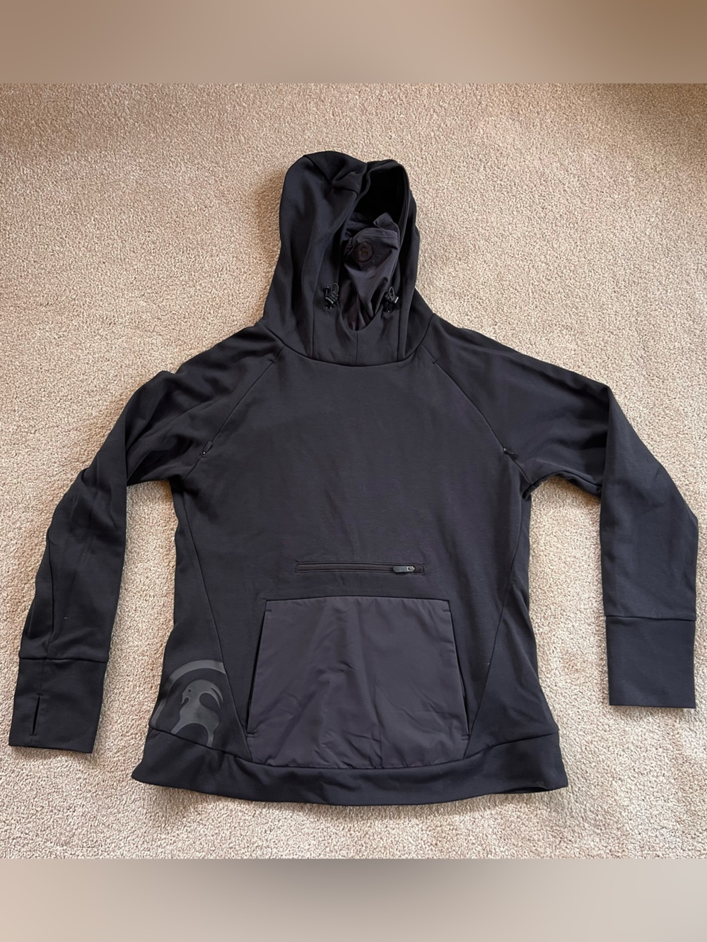 Women’s Black Backcountry outdoor Hoodie Sweater with face covering and pit vent